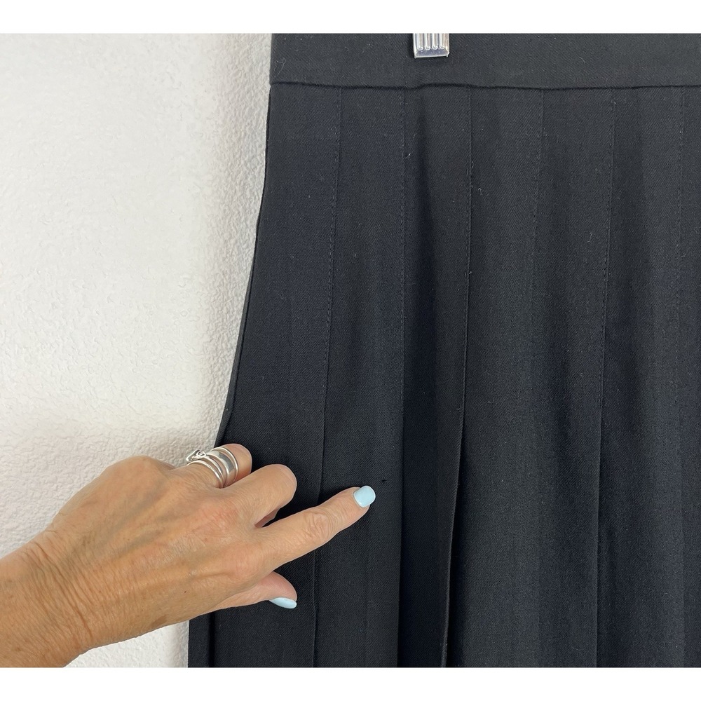 Vintage Wool Pleated Skirt Black - Picture 12 of 14
